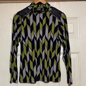 Chic‎ Chevron Long Sleeve Top in Green and Black